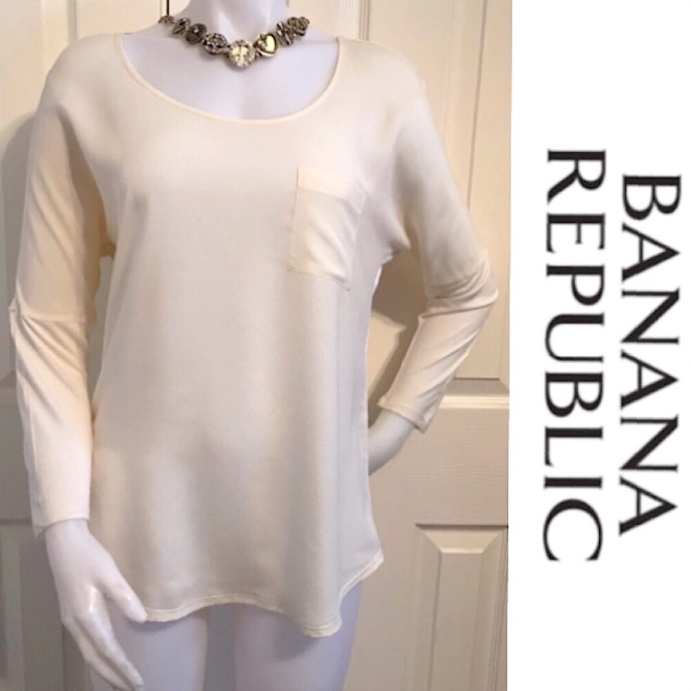 Banana Republic, Fabric Blocked Hi-Low Hem Blouse